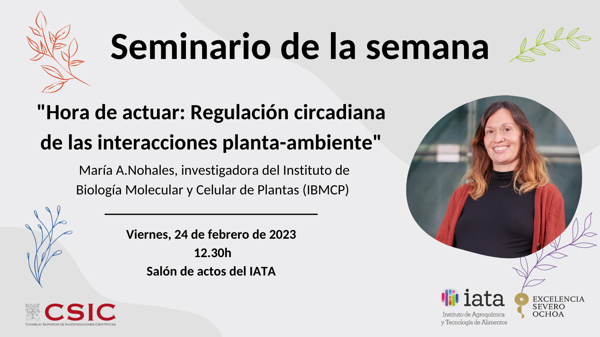 Seminario IATA | 'Hora de actuar: Regulación circadiana de las interacciones planta-ambiente'