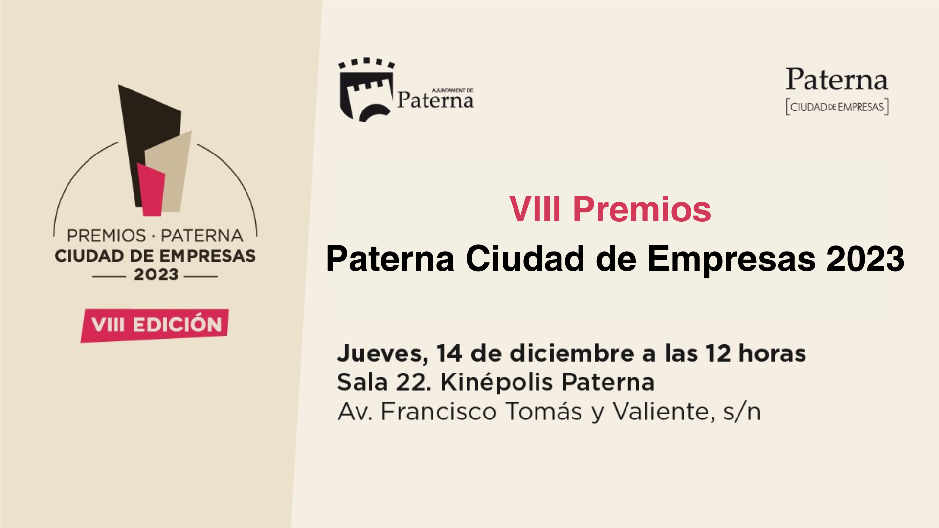 Paterna Ciudad de Empresas | VIII Edición de los Premios Paterna Ciudad de Empresas 2023