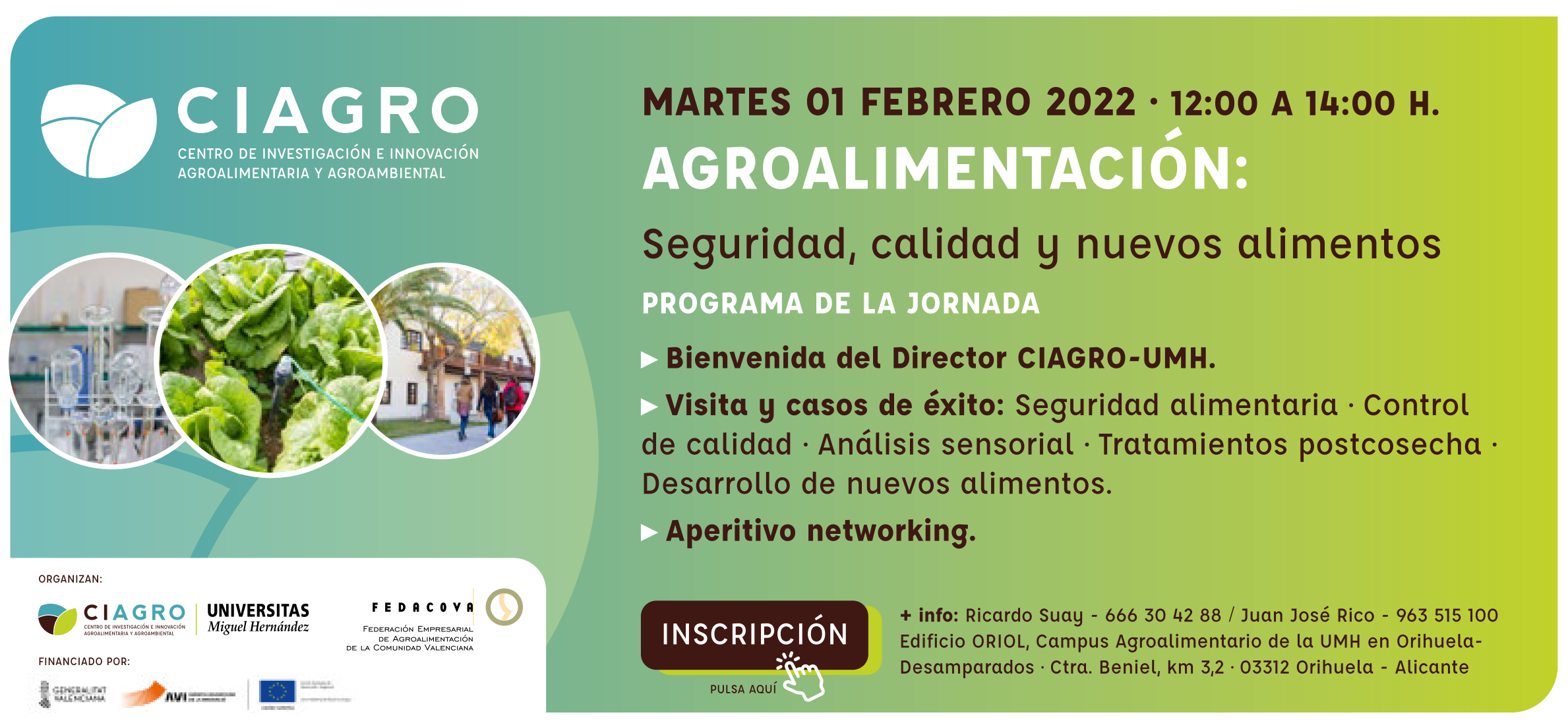 Jornada de Networking CIAGRO-UMH y FEDACOVA | Agroalimentación: seguridad, calidad y nuevos alimentos