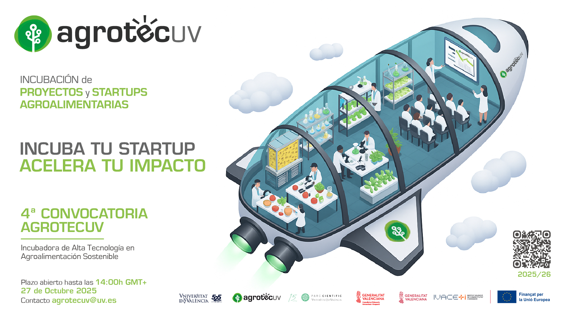 Cierre inscripciones 4ª Convocatoria AgrotecUV